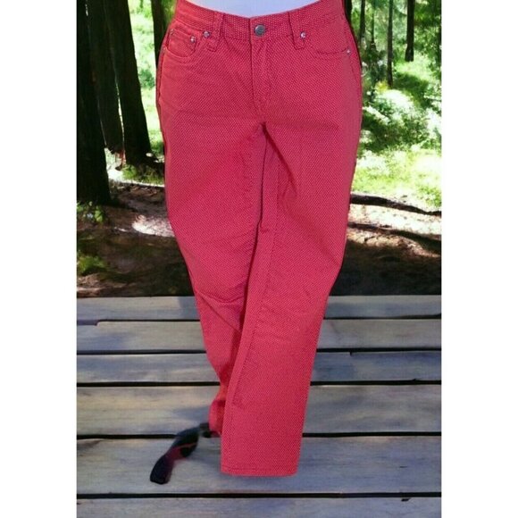 Earl Jean Womens Skinny Jeans Size 8 Salmon Polka Dot - Picture 4 of 15